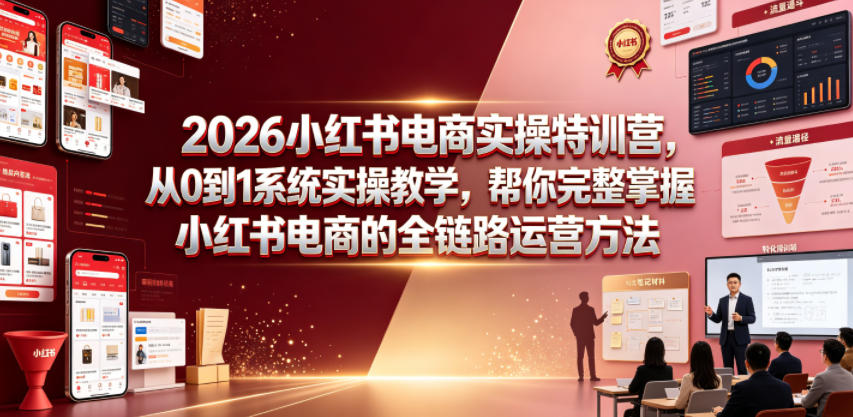 2026小红书电商实操特训营，从0到1系统实操教学，帮你完整掌握小红书电商的全链路运营方法网赚库-项目库-轻创网-中创网-福缘网-冒泡网-资源之家-魔方项目库网赚库