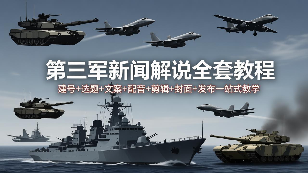 第三军迷新闻解说全套教程：建号+选题+文案+配音+剪辑+封面+发布一站式教学网赚库-项目库-轻创网-中创网-福缘网-冒泡网-资源之家-魔方项目库网赚库