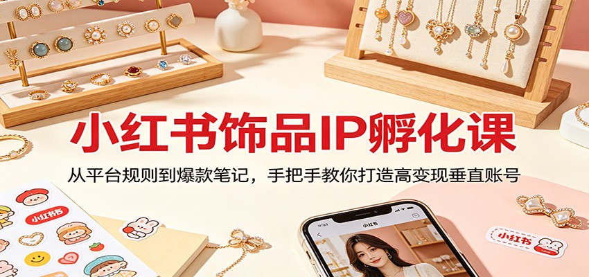 小红书饰品IP孵化课:从平台规则到爆款笔记,手把手教你打造高变现垂直账号网赚库-项目库-轻创网-中创网-福缘网-冒泡网-资源之家-魔方项目库网赚库
