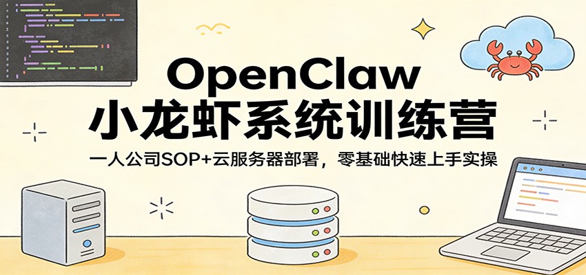 OpenClaw小龙虾系统训练营：一人公司SOP，云服务器部署，零基础快速上手实操网赚库-项目库-轻创网-中创网-福缘网-冒泡网-资源之家-魔方项目库网赚库