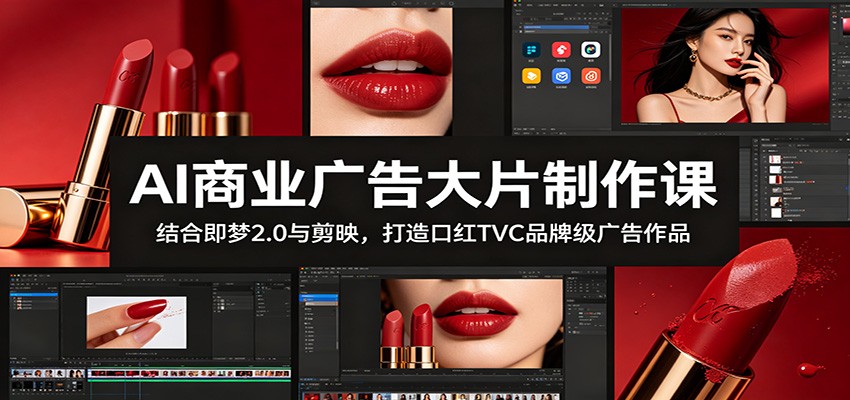 AI商业广告大片制作课:结合即梦2.0与剪映,打造口红TVC品牌级广告作品网赚库-项目库-轻创网-中创网-福缘网-冒泡网-资源之家-魔方项目库网赚库