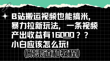 b站掘金计划？搬运视频也能挣拉新的收益，小白应该怎么玩！网赚库-项目库-轻创网-中创网-福缘网-冒泡网-资源之家-魔方项目库网赚库