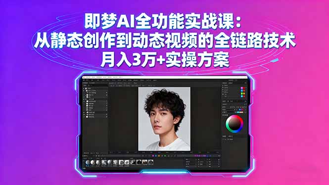 即梦AI全功能实战课：从静态创作到动态视频的全链路技术 月入3万+实操方案网赚库-项目库-轻创网-中创网-福缘网-冒泡网-资源之家-魔方项目库网赚库