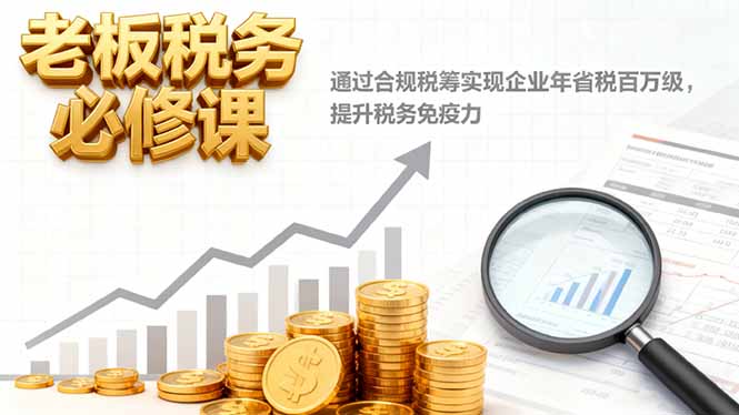 老板税务必修课，通过合规税筹实现企业年省税百万级，提升税务免疫力网赚库-项目库-轻创网-中创网-福缘网-冒泡网-资源之家-魔方项目库网赚库