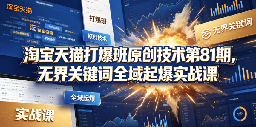 淘宝天猫打爆班原创技术第81期,无界关键词全域起爆实战课网赚库-项目库-轻创网-中创网-福缘网-冒泡网-资源之家-魔方项目库网赚库