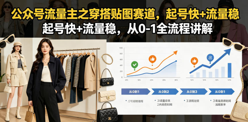 公众号流量主之穿搭贴图赛道,起号快+流量稳,从0-1全流程讲解网赚库-项目库-轻创网-中创网-福缘网-冒泡网-资源之家-魔方项目库网赚库