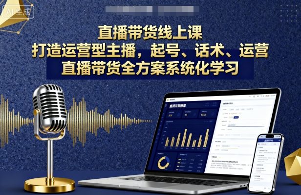 直播带货线上课，打造运营型主播，起号、话术、运营，直播带货全方案系统化学习网赚库-项目库-轻创网-中创网-福缘网-冒泡网-资源之家-魔方项目库网赚库
