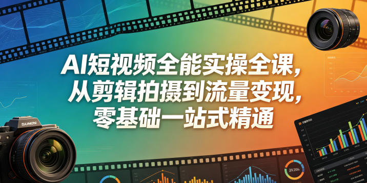 AI短视频全能实操全课,从剪辑拍摄到流量变现,零基础一站式精通网赚库-项目库-轻创网-中创网-福缘网-冒泡网-资源之家-魔方项目库网赚库