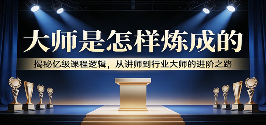 大师是怎样炼成的：揭秘亿级课程逻辑，从讲师到行业大师的进阶之路网赚库-项目库-轻创网-中创网-福缘网-冒泡网-资源之家-魔方项目库网赚库
