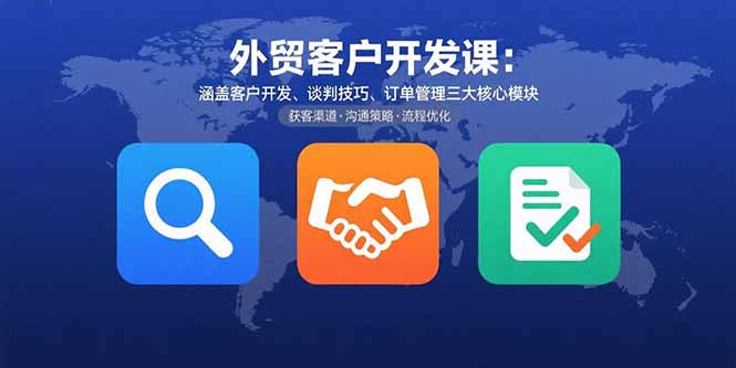 外贸客户开发课：涵盖客户开发、谈判技巧、订单管理三大核心模块网赚库-项目库-轻创网-中创网-福缘网-冒泡网-资源之家-魔方项目库网赚库