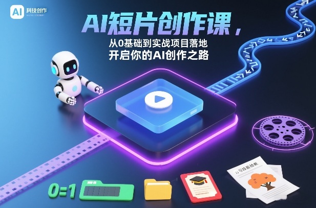AI短片创作课，从0基础到实战项目落地，开启你的AI创作之路(更新)网赚库-项目库-轻创网-中创网-福缘网-冒泡网-资源之家-魔方项目库网赚库