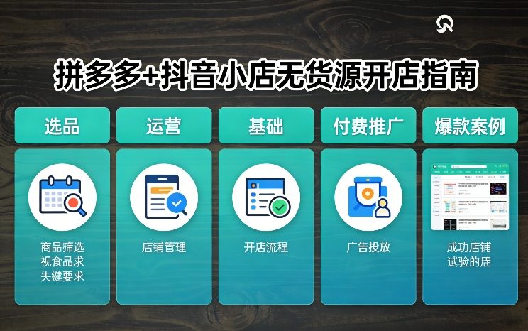 拼多多+抖音小店无货源开店，包括：选品、运营、基础、付费推广、爆款案例等(更新26年2月)网赚库-项目库-轻创网-中创网-福缘网-冒泡网-资源之家-魔方项目库网赚库