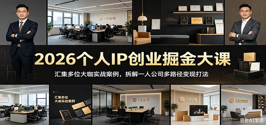 2026个人IP创业掘金大课:汇集多位大咖实战案例,拆解一人公司多路径变现打法网赚库-项目库-轻创网-中创网-福缘网-冒泡网-资源之家-魔方项目库网赚库