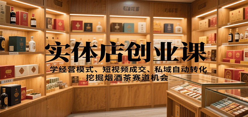 实体店创业课：学经营模式、短视频成交、私域自动转化，挖掘烟酒茶赛道机会网赚库-项目库-轻创网-中创网-福缘网-冒泡网-资源之家-魔方项目库网赚库