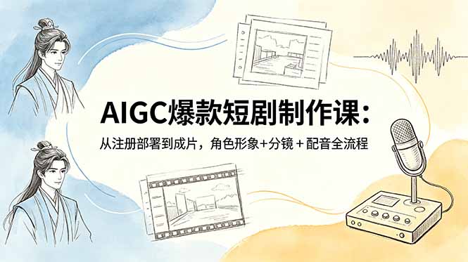 AIGC爆款短剧制作课：从注册部署到成片，角色形象+分镜+配音全流程网赚库-项目库-轻创网-中创网-福缘网-冒泡网-资源之家-魔方项目库网赚库