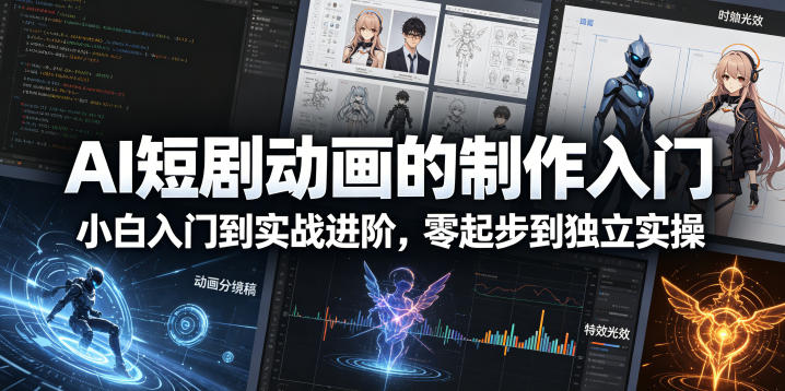 AI短剧动画的制作入门，小白入门到实战进阶，零起步到独立实操网赚库-项目库-轻创网-中创网-福缘网-冒泡网-资源之家-魔方项目库网赚库
