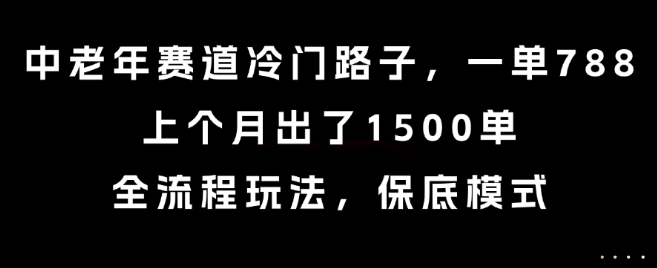 中老年赛道冷门路子，一单788，上个月出了1500单，全流程玩法，保底模式【揭秘】网赚库-项目库-轻创网-中创网-福缘网-冒泡网-资源之家-魔方项目库网赚库