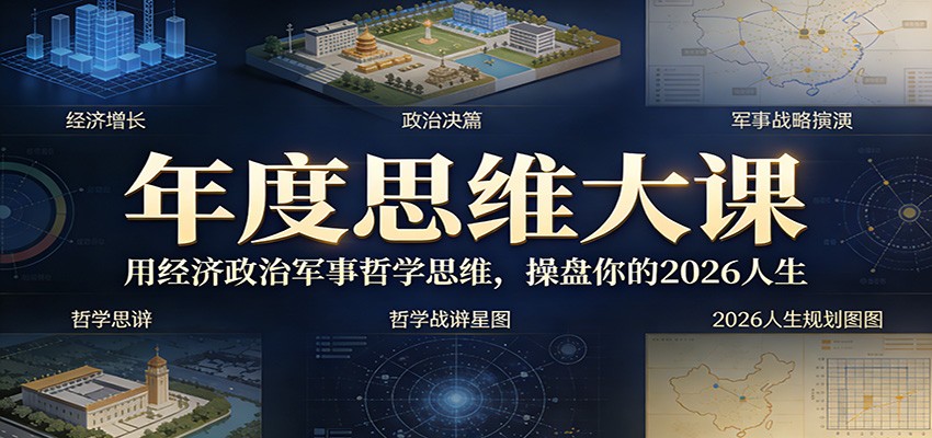 年度思维大课，用经济政治军事哲学思维，操盘你的2026人生网赚库-项目库-轻创网-中创网-福缘网-冒泡网-资源之家-魔方项目库网赚库