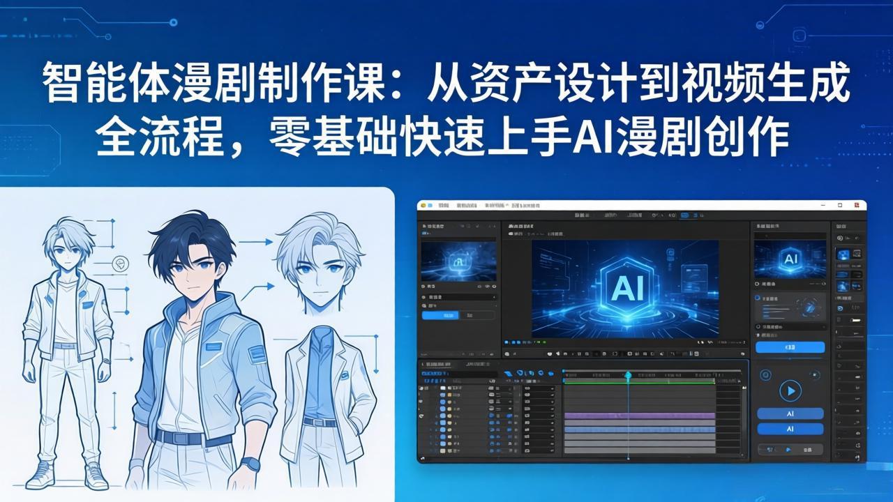 智能体漫剧制作课：从资产设计到视频生成全流程，零基础快速上手AI漫剧创作网赚库-项目库-轻创网-中创网-福缘网-冒泡网-资源之家-魔方项目库网赚库