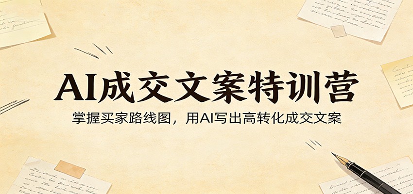 AI成交文案特训营：掌握买家路线图，用AI写出高转化成交文案网赚库-项目库-轻创网-中创网-福缘网-冒泡网-资源之家-魔方项目库网赚库