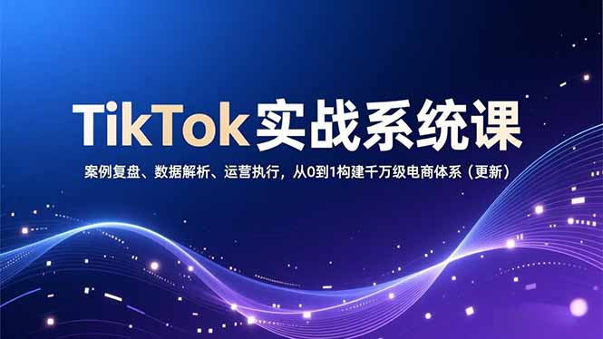 TikTok实战系统课，案例复盘、数据解析、运营执行，从0到1构建千万级电商体系(更新网赚库-项目库-轻创网-中创网-福缘网-冒泡网-资源之家-魔方项目库网赚库