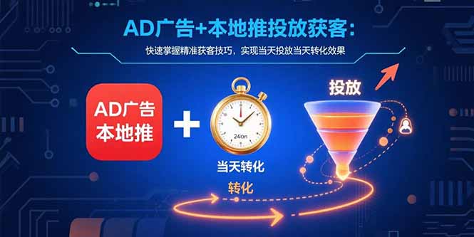 AD广告+本地推投放获客：快速掌握精准获客技巧，实现当天投放当天转化效果网赚库-项目库-轻创网-中创网-福缘网-冒泡网-资源之家-魔方项目库网赚库