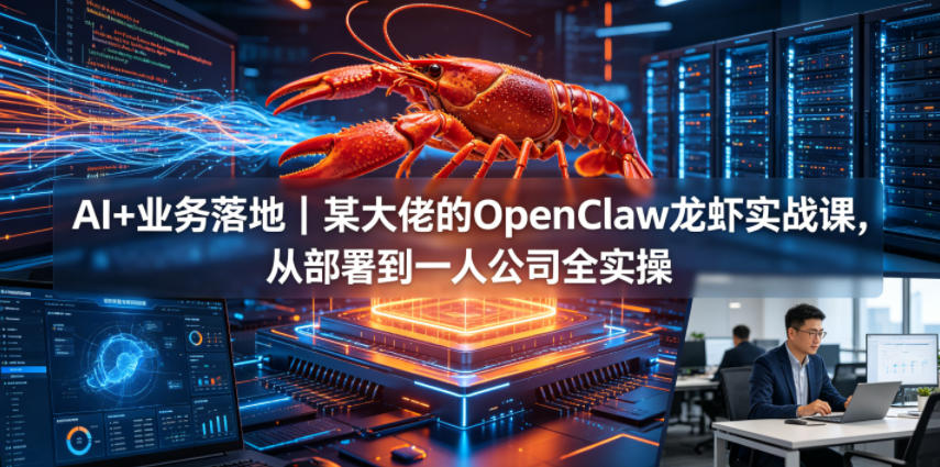 AI+业务落地|某大佬的OpenClaw小龙虾实战课,从部署到一人公司全实操网赚库-项目库-轻创网-中创网-福缘网-冒泡网-资源之家-魔方项目库网赚库