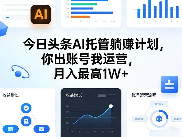 今日头条AI托管躺賺计划，你出账号我运营，月入最高1W+【揭秘】网赚库-项目库-轻创网-中创网-福缘网-冒泡网-资源之家-魔方项目库网赚库
