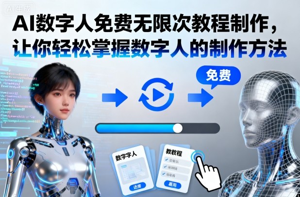 AI数字人免费无限次教程制作，让你轻松掌握数字人的制作方法网赚库-项目库-轻创网-中创网-福缘网-冒泡网-资源之家-魔方项目库网赚库