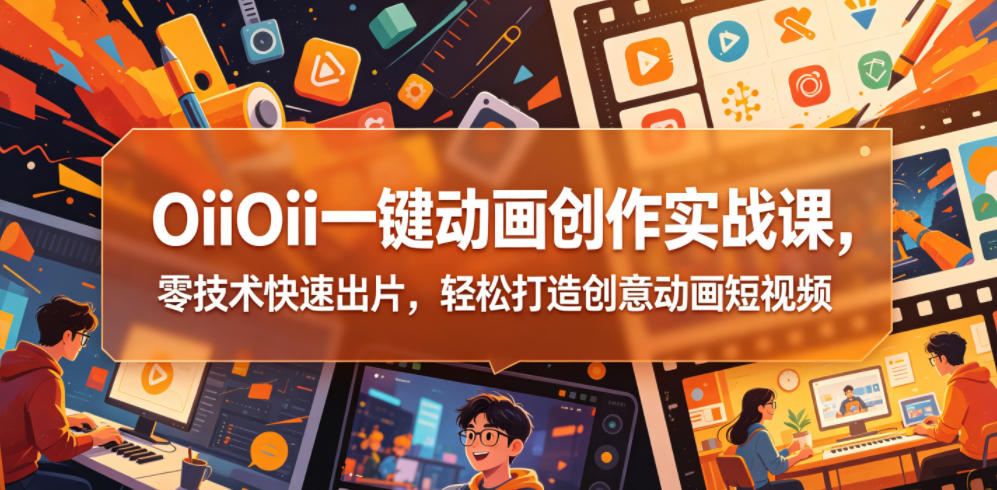 OiiOii一键动画创作实战课,零技术快速出片,轻松打造创意动画短视频网赚库-项目库-轻创网-中创网-福缘网-冒泡网-资源之家-魔方项目库网赚库