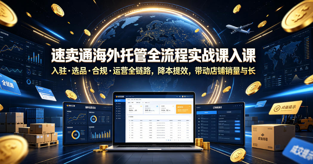 速卖通海外托管全流程实战课入驻・选品・合规・运营全链路，降本提效，带动店铺销量与收益增长网赚库-项目库-轻创网-中创网-福缘网-冒泡网-资源之家-魔方项目库网赚库