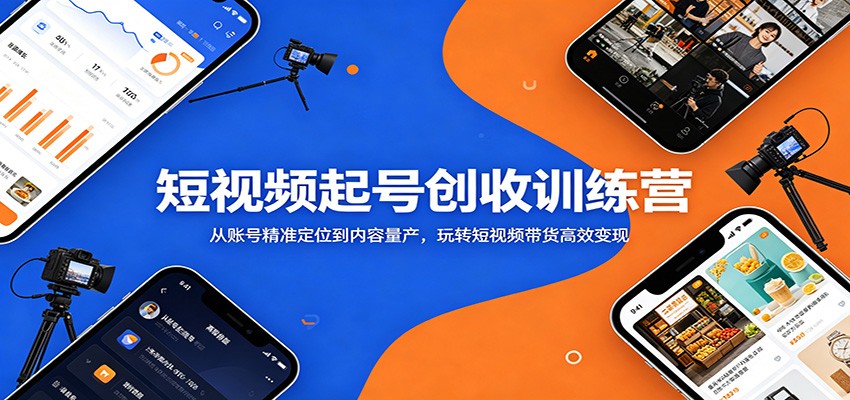 短视频起号创收训练营:从账号精准定位到内容量产,玩转短视频带货高效变现网赚库-项目库-轻创网-中创网-福缘网-冒泡网-资源之家-魔方项目库网赚库