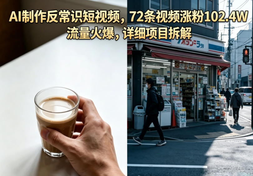 AI制作反常识短视频,72条视频涨粉102.4W,流量火爆,详细项目拆解网赚库-项目库-轻创网-中创网-福缘网-冒泡网-资源之家-魔方项目库网赚库