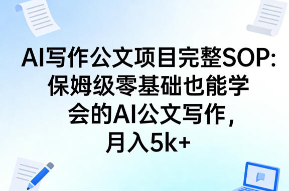 AI写作公文项目完整SOP，保姆级零基础也能学会的AI公文写作，月入5k+网赚库-项目库-轻创网-中创网-福缘网-冒泡网-资源之家-魔方项目库网赚库