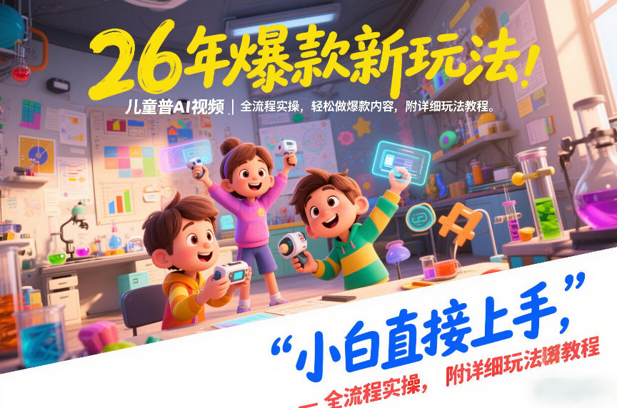 26年爆款新玩法，儿童科普AI视频，全流程实操，轻松做爆款内容，小白直接上手，附详细玩法教程网赚库-项目库-轻创网-中创网-福缘网-冒泡网-资源之家-魔方项目库网赚库