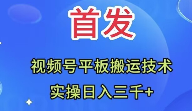 （7843期）全网首发：视频号平板搬运技术，实操日入三千＋网赚库-项目库-轻创网-中创网-福缘网-冒泡网-资源之家-魔方项目库网赚库