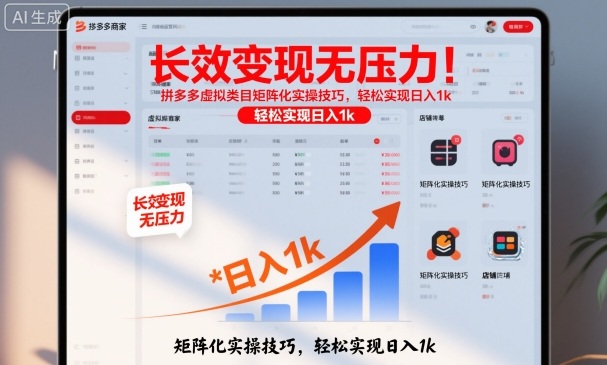 长效变现无压力！拼多多虚拟类目矩阵化实操技巧，轻松实现日入1k【揭秘】网赚库-项目库-轻创网-中创网-福缘网-冒泡网-资源之家-魔方项目库网赚库