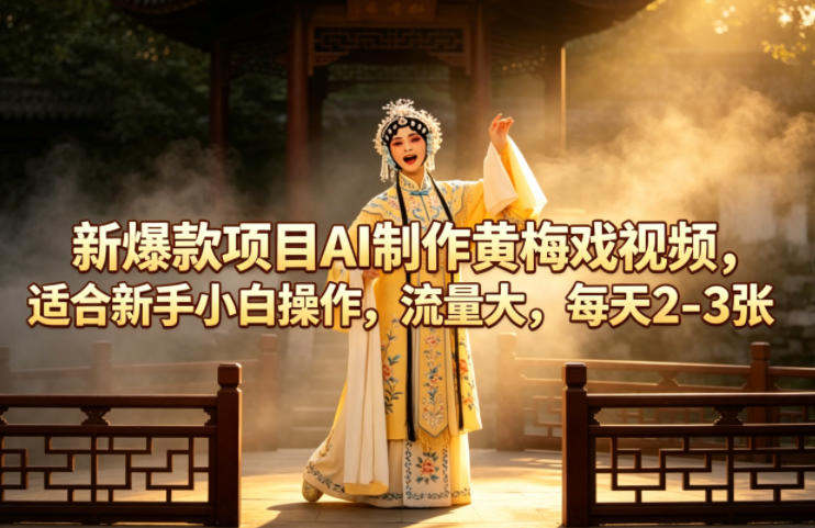 新爆款项目AI制作黄梅戏视频,适合新手小白操作,流量大,每天2-3张网赚库-项目库-轻创网-中创网-福缘网-冒泡网-资源之家-魔方项目库网赚库