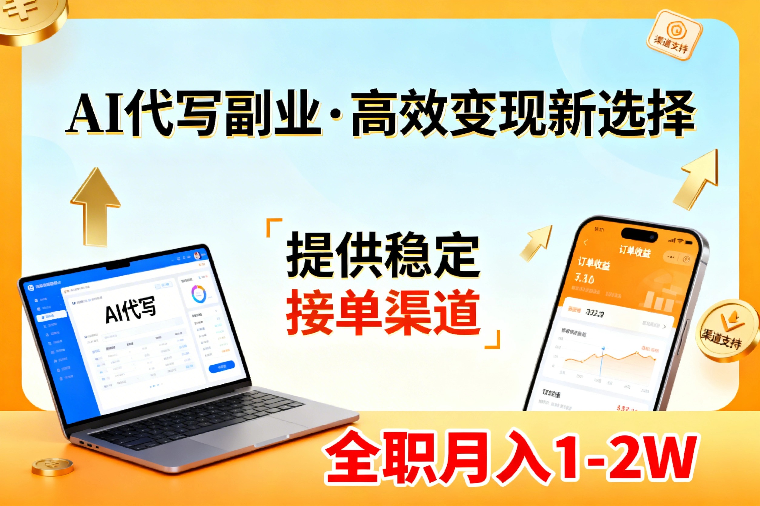 AI代写副业,高效变现,提供渠道,永不失业副业兼职 全职月入1-2W【SOP手册】网赚库-项目库-轻创网-中创网-福缘网-冒泡网-资源之家-魔方项目库网赚库