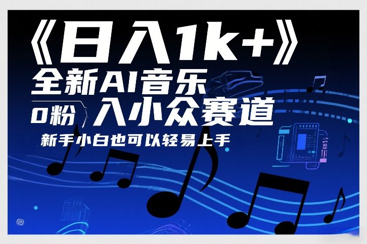 日入1k+，全新AI音乐入小众赛道，0粉上车，新手小白也可以轻易上手【揭秘】网赚库-项目库-轻创网-中创网-福缘网-冒泡网-资源之家-魔方项目库网赚库