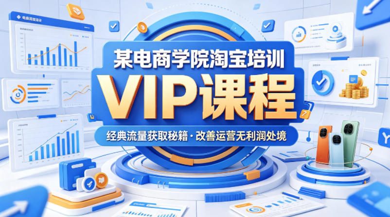 某电商学院淘宝培训VIP课程，各种经典有用的流量获取秘籍，改善运营产品没利润的处境(2026年5月)网赚库-项目库-轻创网-中创网-福缘网-冒泡网-资源之家-魔方项目库网赚库