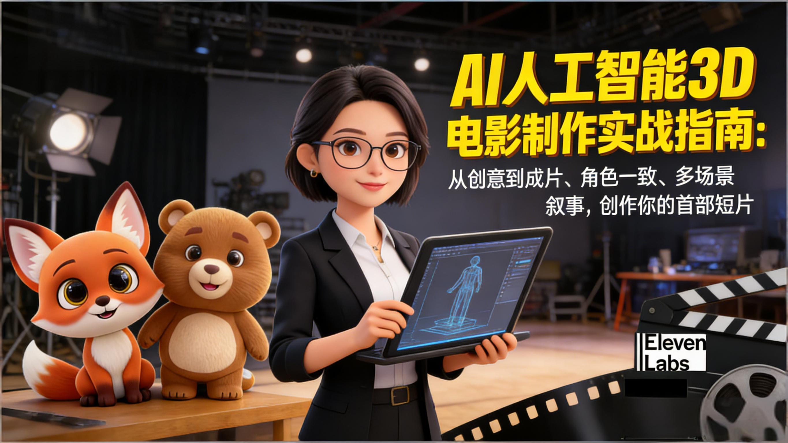 AI人工智能3D电影制作实战指南：从创意到成片、角色一致、多场景叙事，创作你的首部短片网赚库-项目库-轻创网-中创网-福缘网-冒泡网-资源之家-魔方项目库网赚库