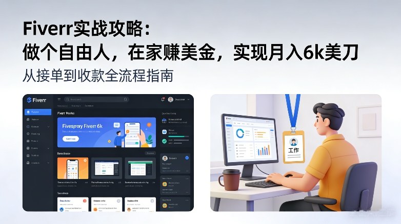 Fiverr实战攻略，做个自由人，在家賺美金，实现月入6k美刀网赚库-项目库-轻创网-中创网-福缘网-冒泡网-资源之家-魔方项目库网赚库