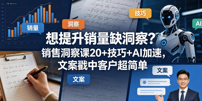 想提升销量缺洞察?销售洞察课20+技巧+AI加速,文案戳中客户超简单【原创双语字幕】网赚库-项目库-轻创网-中创网-福缘网-冒泡网-资源之家-魔方项目库网赚库