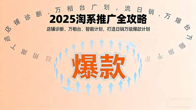 2025淘系推广全攻略，店铺诊断、万相台、智能计划，打造日销万级爆款计划网赚库-项目库-轻创网-中创网-福缘网-冒泡网-资源之家-魔方项目库网赚库