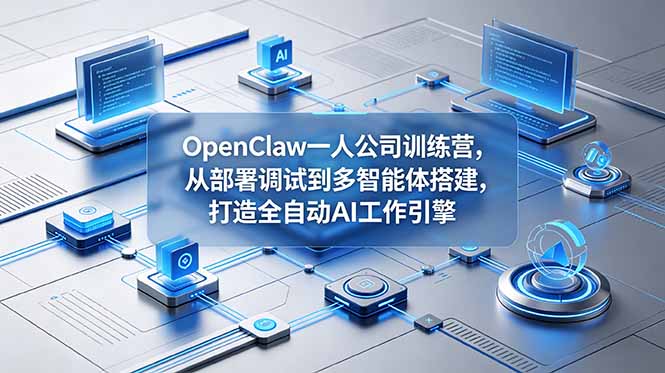 OpenClaw 一人公司训练营,从部署调试到多智能体搭建,打造全自动 AI 工作引擎网赚库-项目库-轻创网-中创网-福缘网-冒泡网-资源之家-魔方项目库网赚库