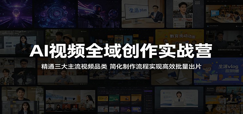 AI视频全域创作实战营:精通三大主流视频品类,简化制作流程实现高效批量出片网赚库-项目库-轻创网-中创网-福缘网-冒泡网-资源之家-魔方项目库网赚库