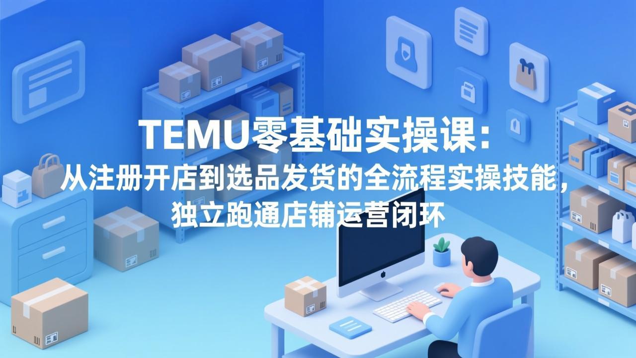 TEMU零基础实操课：从注册开店到选品发货的全流程实操技能，独立跑通店铺运营闭环网赚库-项目库-轻创网-中创网-福缘网-冒泡网-资源之家-魔方项目库网赚库