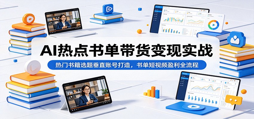 AI热点书单带货变现实战:热门书籍选题垂直账号打造,书单短视频盈利全流程网赚库-项目库-轻创网-中创网-福缘网-冒泡网-资源之家-魔方项目库网赚库