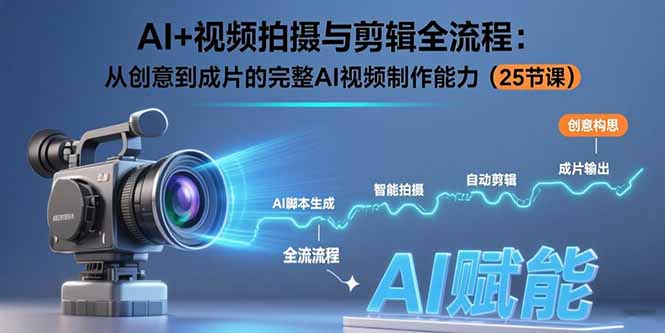 AI+视频拍摄与剪辑全流程：从创意到成片的完整AI视频制作能力(25节课网赚库-项目库-轻创网-中创网-福缘网-冒泡网-资源之家-魔方项目库网赚库